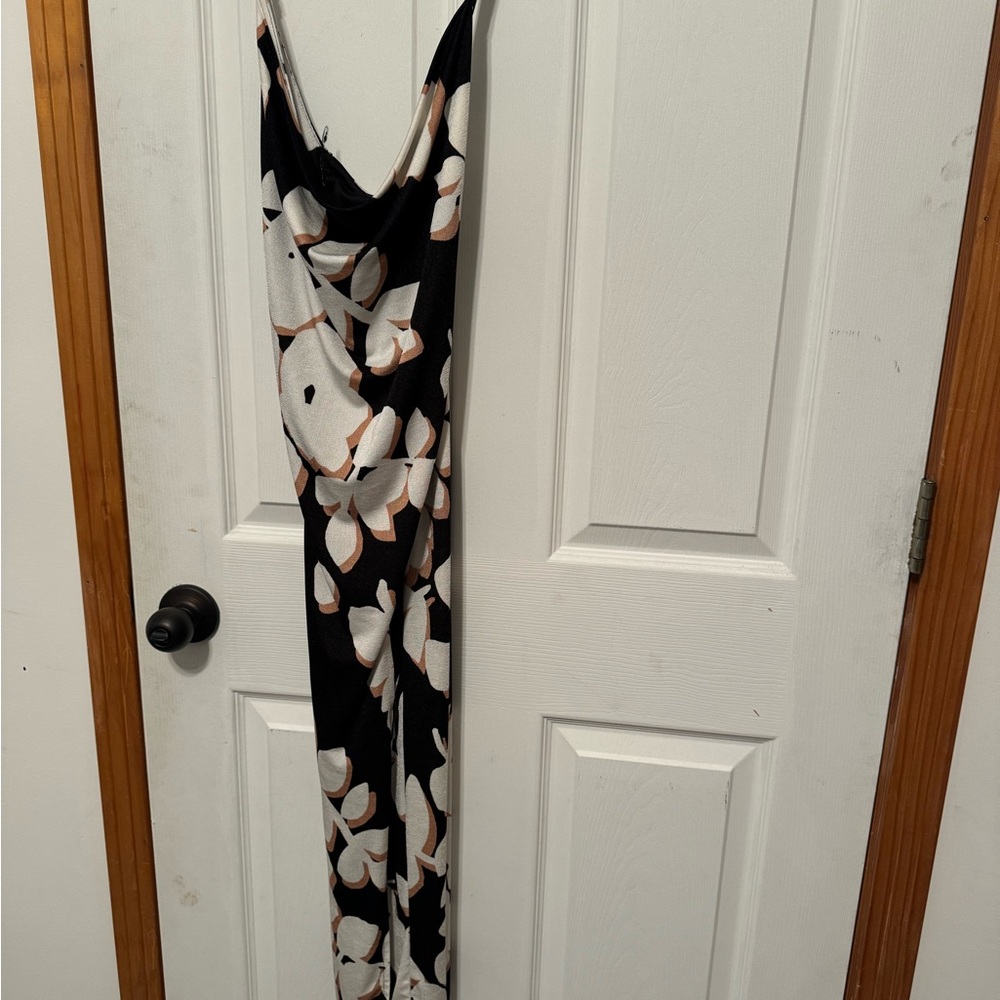 Elegant Black and White Floral Dress